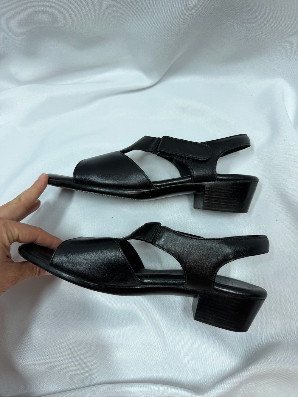 SAS | Suntimer Black Leather Sandals Shoes Open Toe Women's Size 10.5 M - Picture 9 of 10